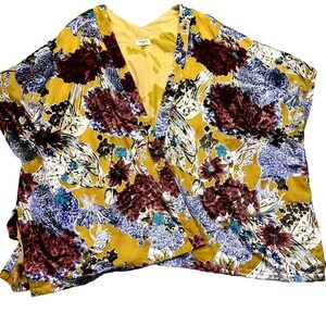 World Market‎ Yellow Mixed Floral Cardigan Open Front One Size Sleeveless